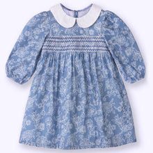 Load image into Gallery viewer, Blue Peter Pan Collar Smocked Cotton Dress
