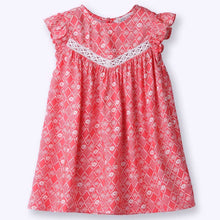 Load image into Gallery viewer, Coral Red Floral Printed Frill Sleeves Dress
