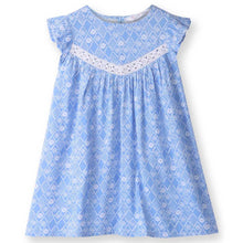 Load image into Gallery viewer, Blue Floral Printed Frill Sleeves Dress
