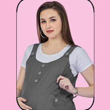 Load image into Gallery viewer, Grey Rayon Dungaree Nursing Maternity Dress
