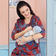 Load image into Gallery viewer, Rust Tropical Printed Nursing Maternity Co-Ord Set
