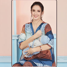 Load image into Gallery viewer, Blue Rayon Printed Nursing Maternity Co-Ord Set
