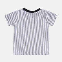 Load image into Gallery viewer, Navy Striped Half Sleeves Cotton T-Shirt
