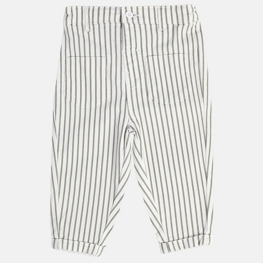 Grey Striped Front Pocket Pants