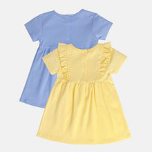 Load image into Gallery viewer, Yellow &amp; Blue Cotton Dress- Pack Of 2
