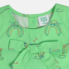 Load image into Gallery viewer, Green Rainbow Theme Top With Frill Hem Shorts

