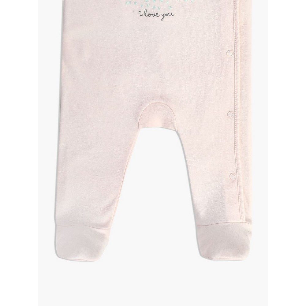 Pink Bunny Printed Full Sleeves Footsie