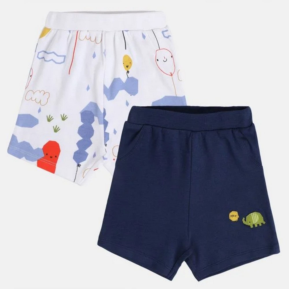 Navy Blue Cotton Shorts Pack Of 2