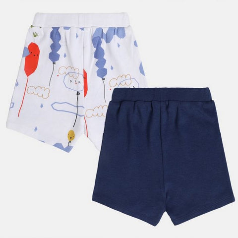 Navy Blue Cotton Shorts Pack Of 2