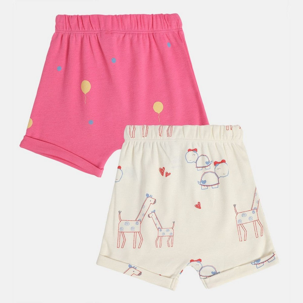 Pink Cotton Shorts Pack Of 2