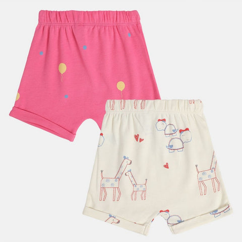 Pink Cotton Shorts Pack Of 2