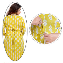 Load image into Gallery viewer, Yellow Pleated Cotton Nursing Maternity Dress
