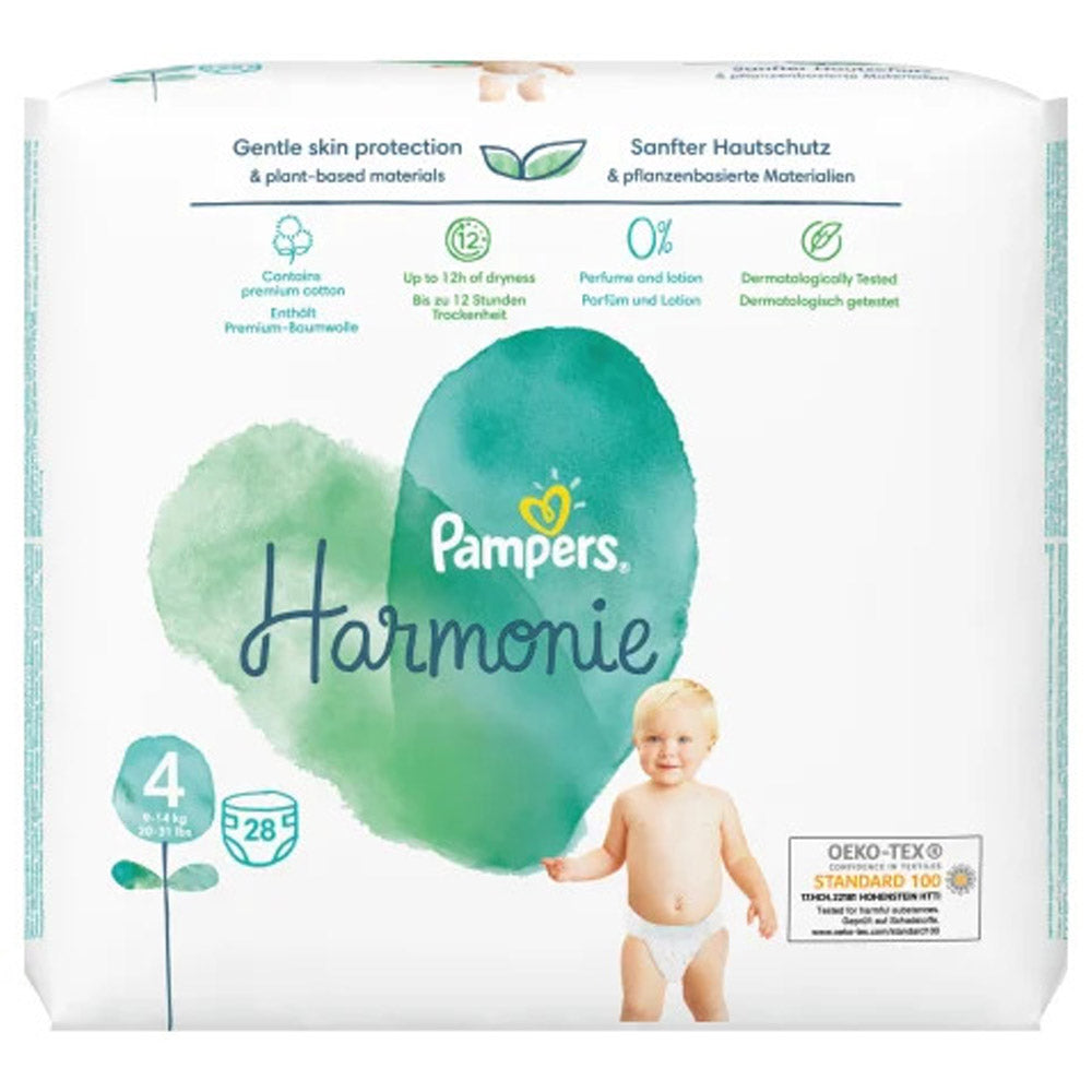 Size 4 Pampers Pure Protection Baby Diapers - 28 pieces (9-14 kg)