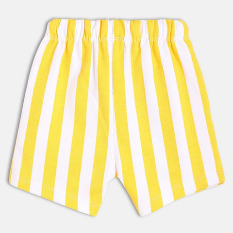 Yellow Striped Elasticated Waist Shorts