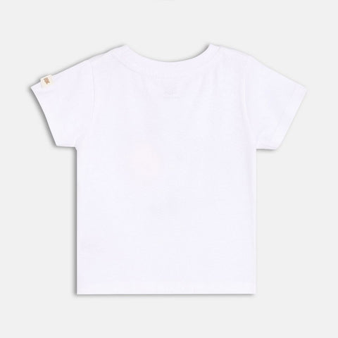 White Half Sleeves Printed T-Shirt