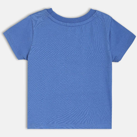 Blue Graphic Printed Round Neck Pure Cotton T-shirt