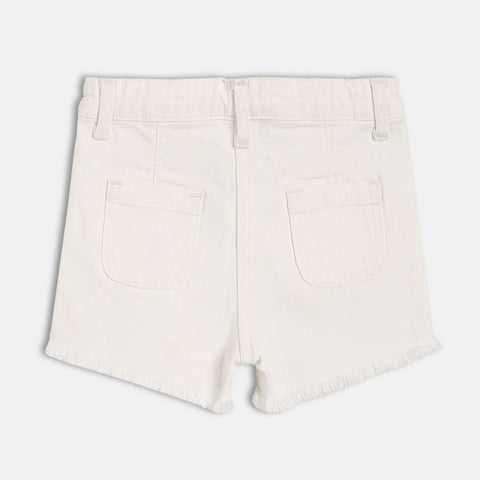 White Elasticated Waist Denim Shorts