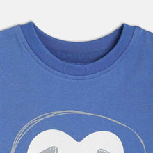 Load image into Gallery viewer, Blue Graphic Printed Round Neck Pure Cotton T-shirt
