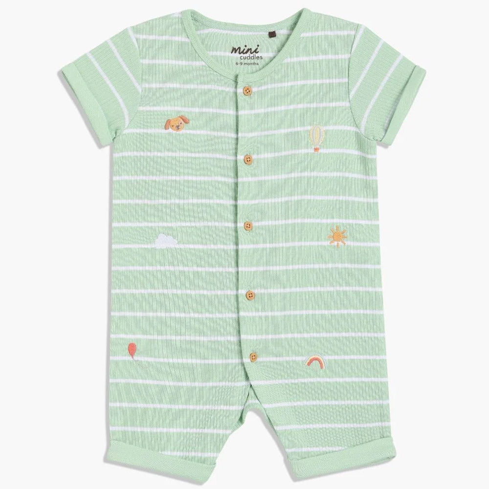 Green New Born Round Neck Knit Romper