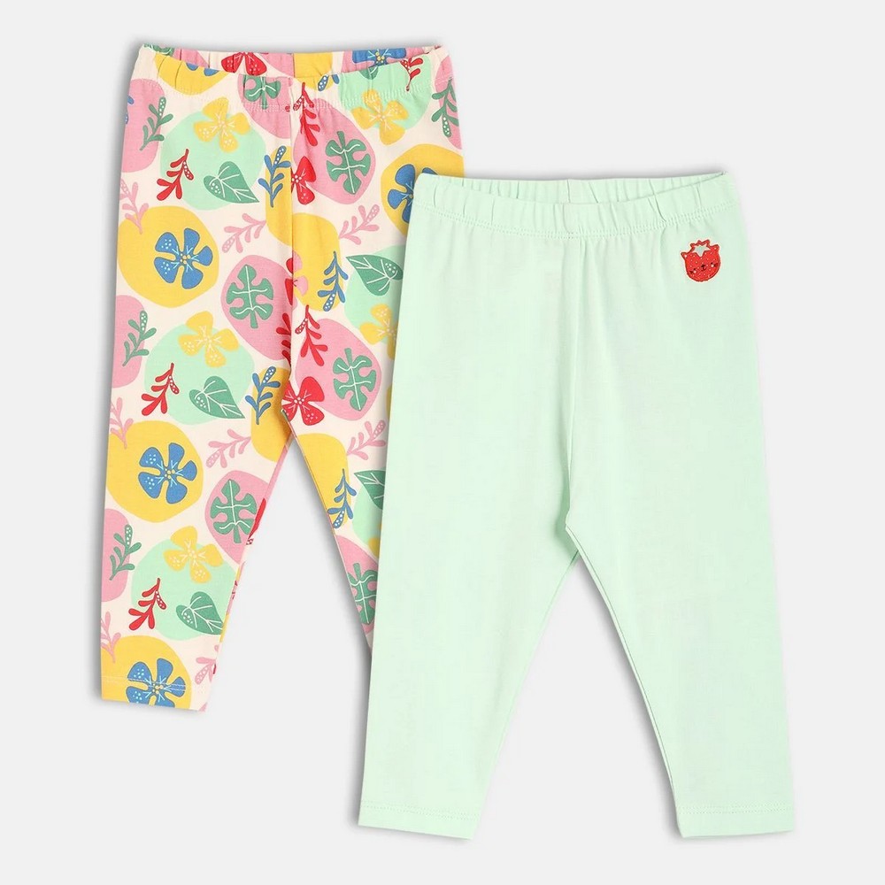 Colorful Floral Printed Legging Pack Of - 2