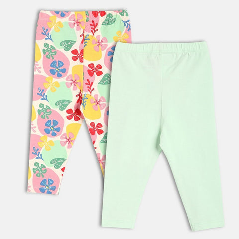 Colorful Floral Printed Legging Pack Of - 2