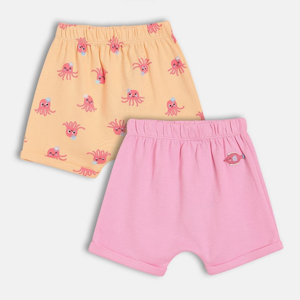 Pink Octopus Printed Shorts - Pack Of 2