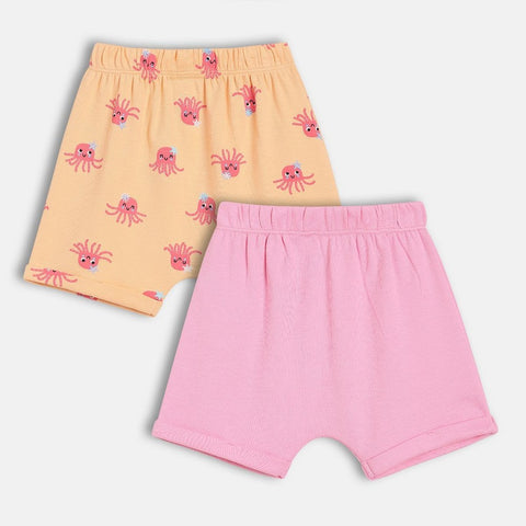 Pink Octopus Printed Shorts - Pack Of 2