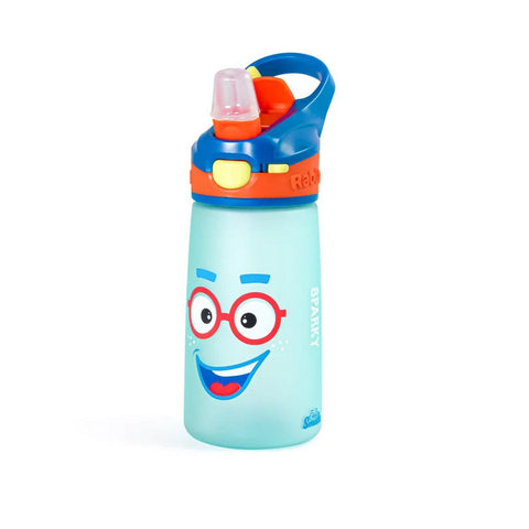 Blue Smiley Face Snap Lock Sipper Bottle