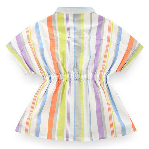 Colorful Vertical Striped Shirt Dress