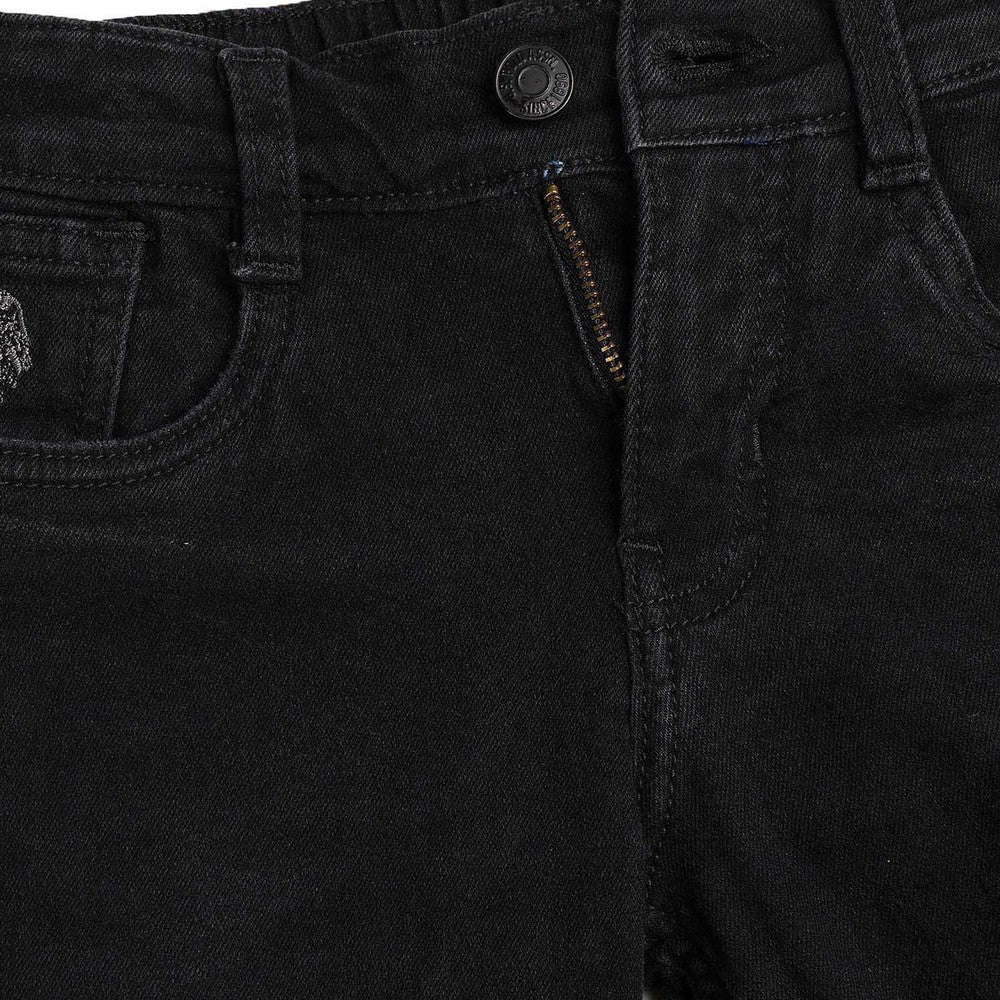 Black Stone Washed Relaxed Fit Jeans