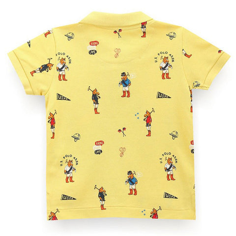 Yellow Mascot Printed Polo T-Shirt