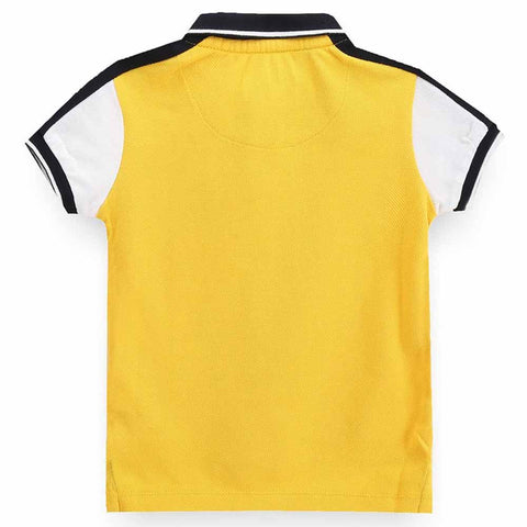 Colour Block Half Sleeves Cotton Polo T-Shirt