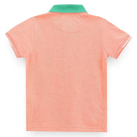 Pink Contrast Ribbed Polo T-Shirt