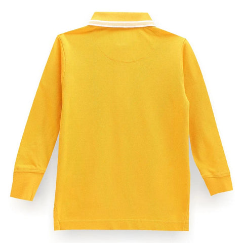 Yellow Mascot Logo Full Sleeves Cotton Polo T-Shirt