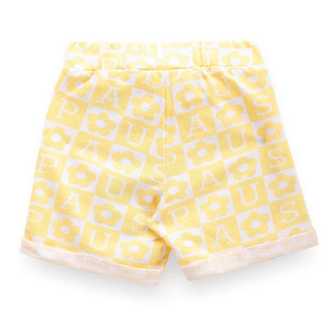 Yellow Brand Printed Cotton Shorts