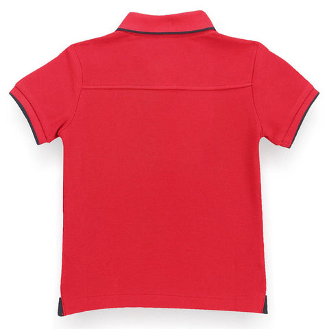 Red Zipper Placket Polo T-Shirt