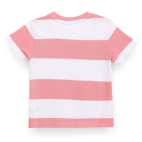 Pink Horizontal Striped Pique T-Shirt