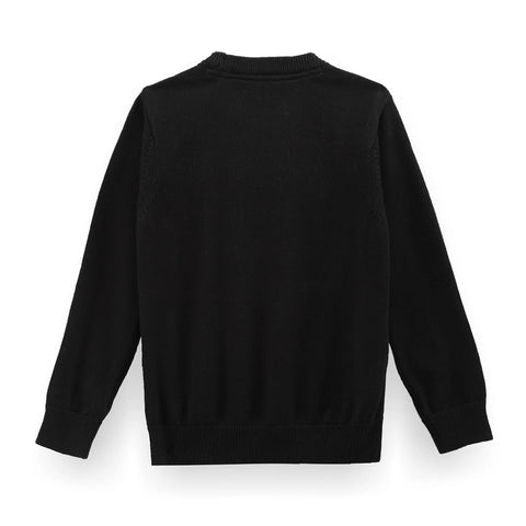 Black Embossed Logo Cotton Sweater