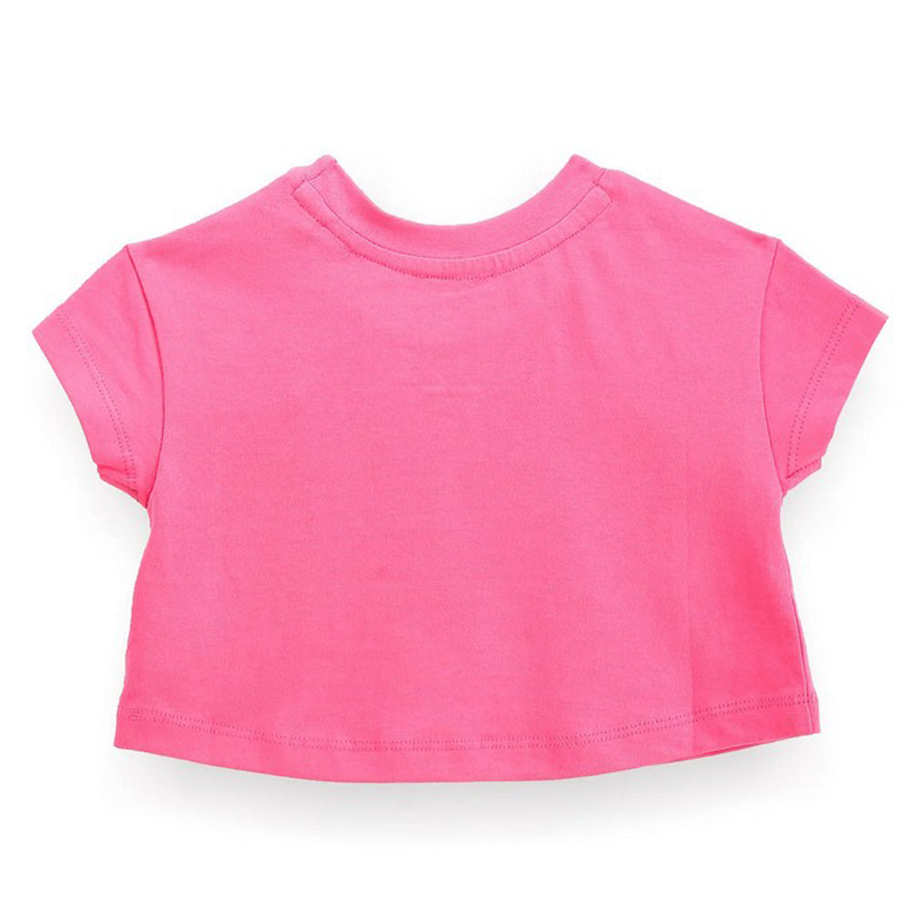 Pink Glitter Logo Cotton T-Shirt