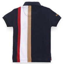 Load image into Gallery viewer, Navy Blue Contrast Striped Polo T-Shirt
