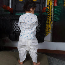 Load image into Gallery viewer, White Elephant Theme Angrakha Cotton Kurta With Dhoti
