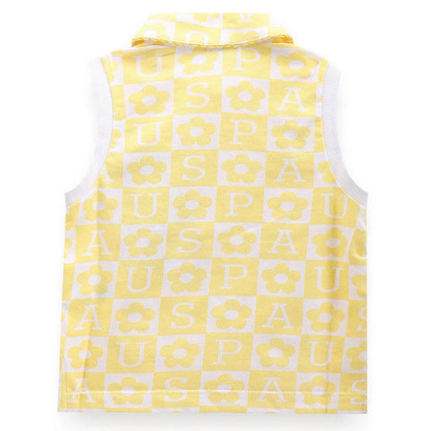 Yellow Sleeveless Cotton Polo T-Shirt