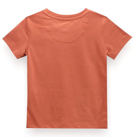 Rust Graphic Printed Cotton T-Shirt