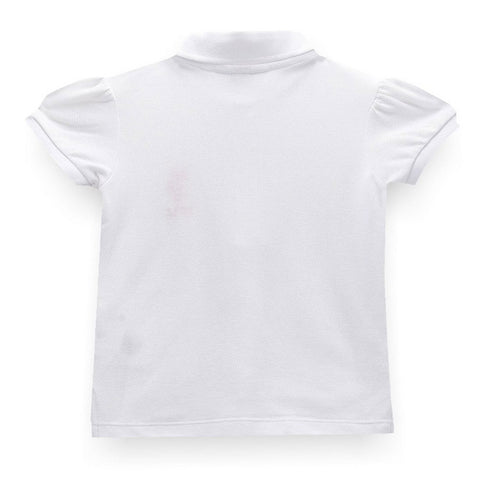 White Ruffled Placket Polo T-Shirt