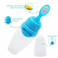 Load image into Gallery viewer, Blue Non Spill Silicone Soft Squeeze Food Feeder

