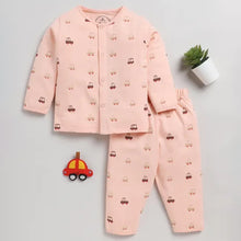 Load image into Gallery viewer, Peach Vehicle Theme Full Sleeves Cotton Night Suit
