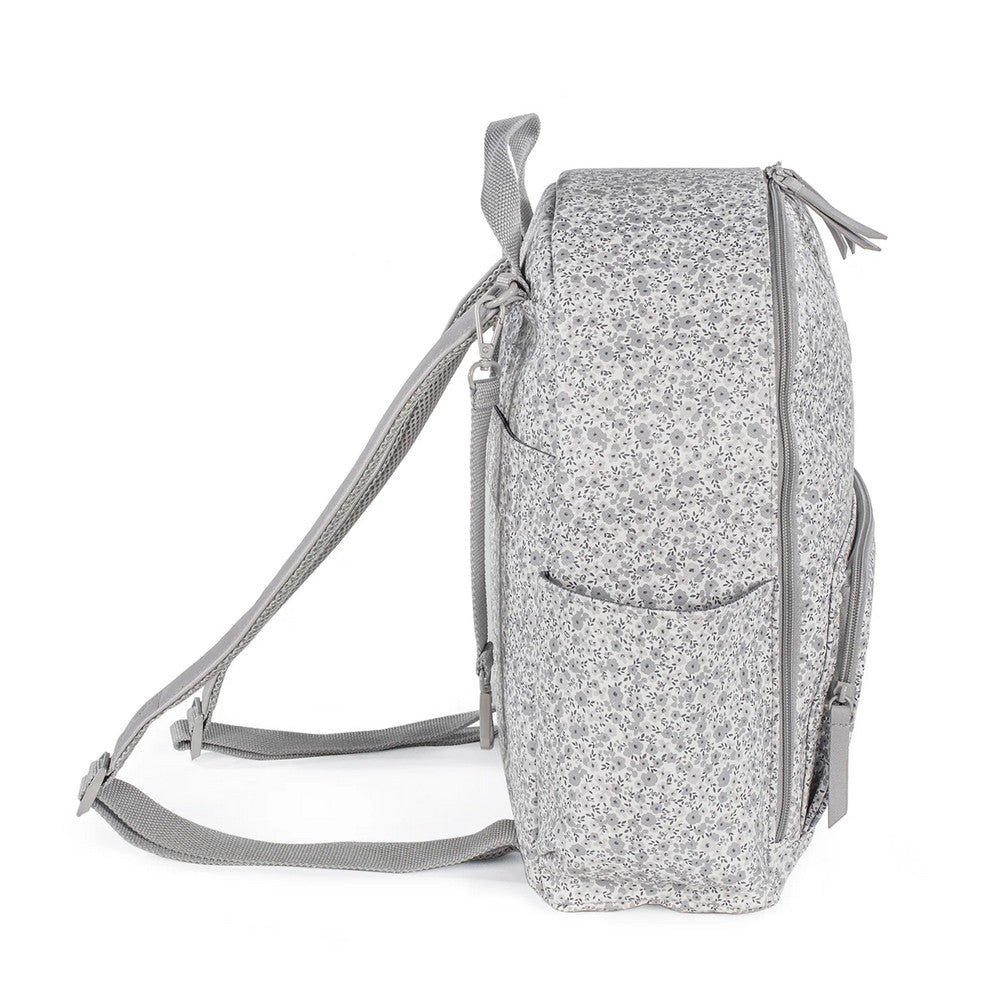 Grey Flower Mellow Backpack Diaper Changing Bag