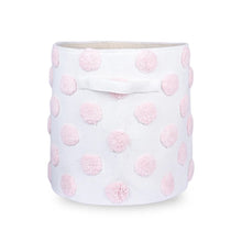 Load image into Gallery viewer, Pom Pom Round Pink Toy Storage Basket
