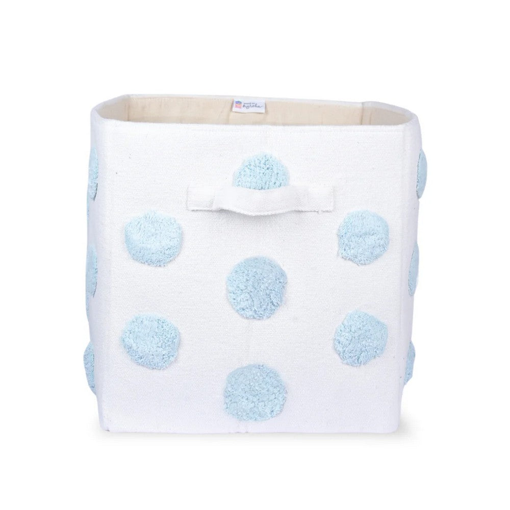 Pom Pom Rectangular Blue Toy Storage Basket