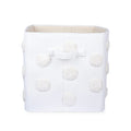 Pom Pom Rectangular Beige Toy Storage Basket